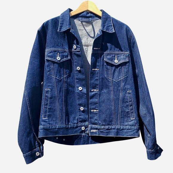 Frida Kahlo Y2K Portrait Denim Trucker Jacket Hand Painted Women L XL / Men M - Picture 2 of 16